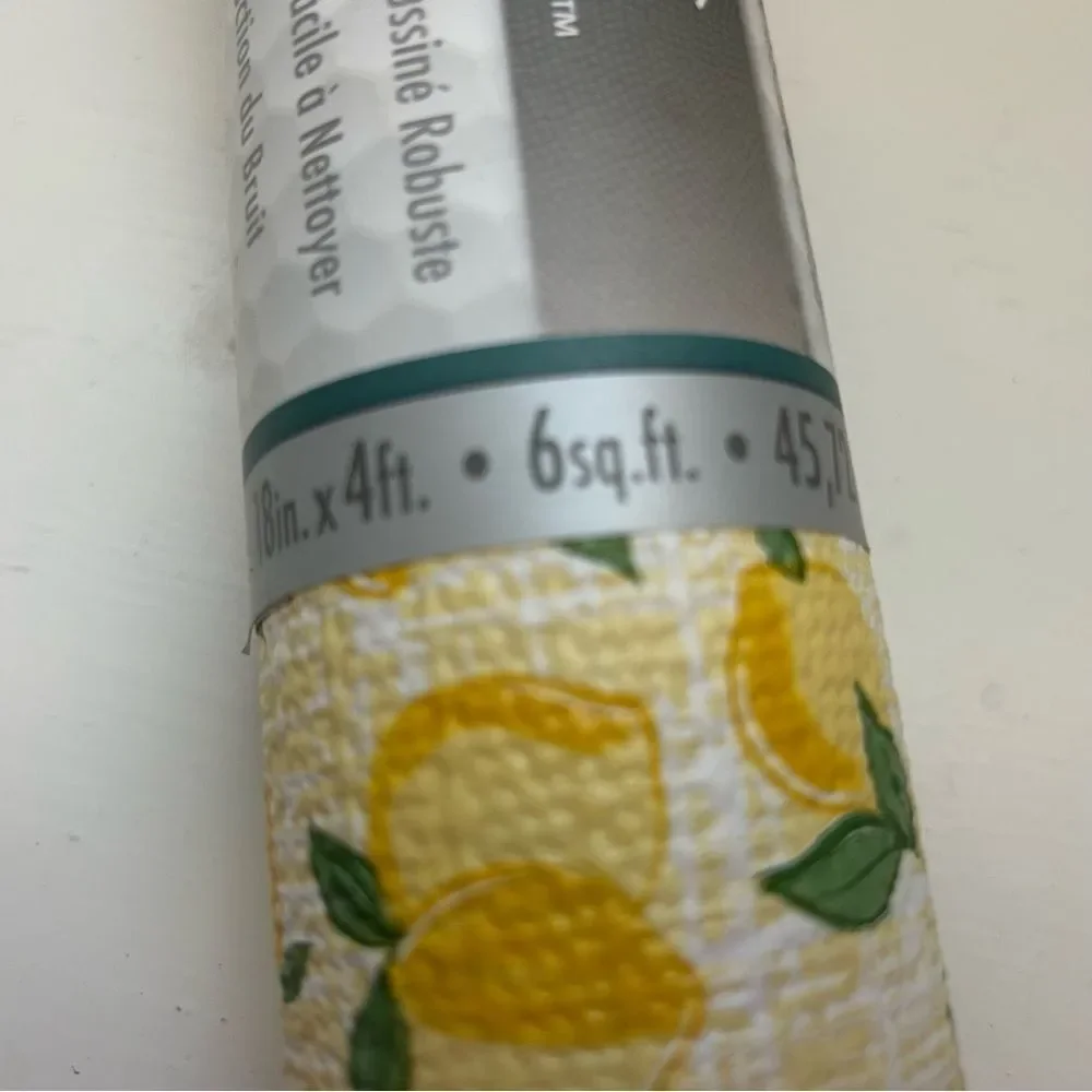 Con-Tact Brand Grip Prints Lemon Non-Adhesive Shelf & Drawer Liner New Vintage